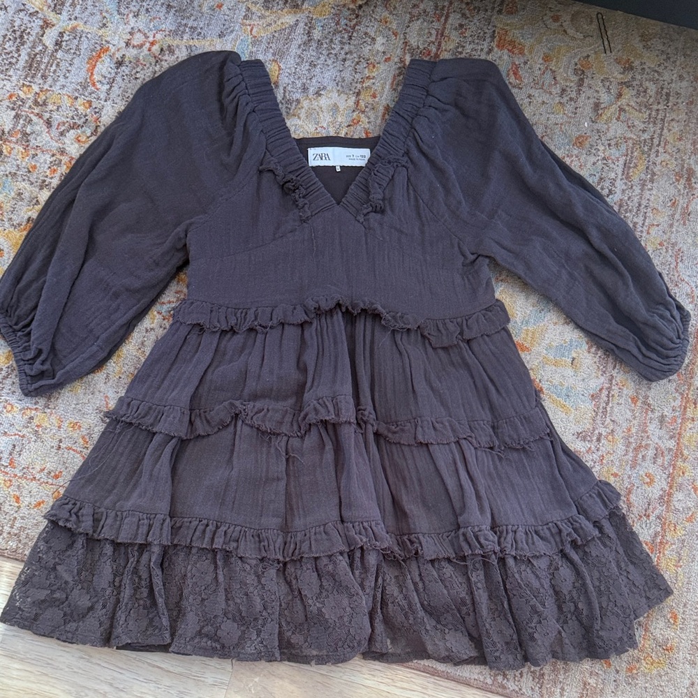 Zara Kids Charcoal Ruffle Dress